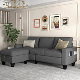 MADELINE Modern Minimalist L-Shaped Convertible Sofa Set - 78"W