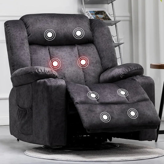 EVA Recliner Chair Massage Rocker with Heated 360° Swivel – 19.68" W