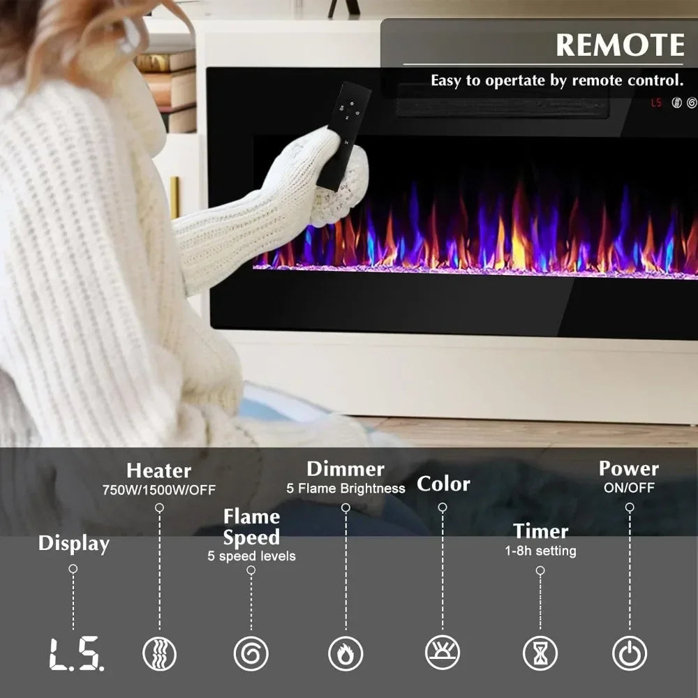 MAYA Fireplace TV Stand with 36" Electric Fireplace – 70" W