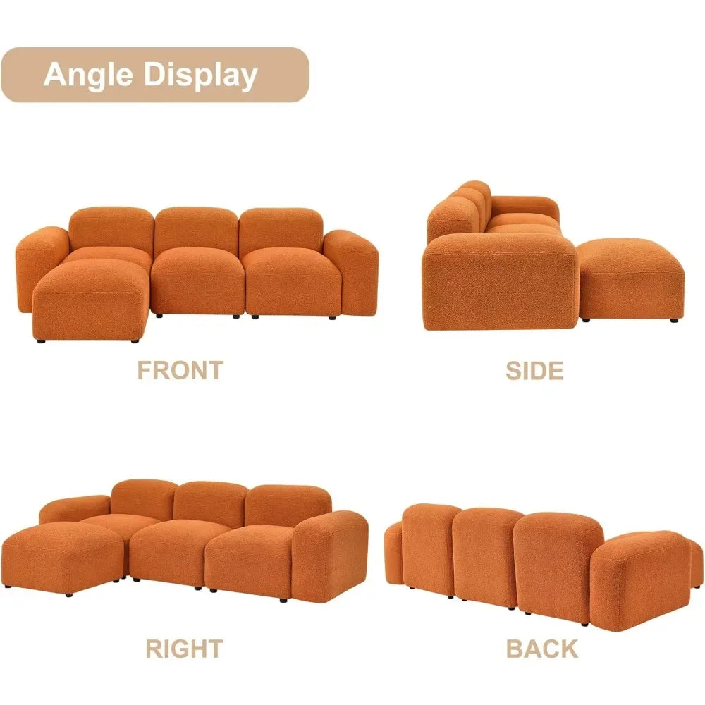 PEYTON Morocco Style Modular L-Shaped Minimalist Sectional Sofa – Convertible Couch | 94.5"W