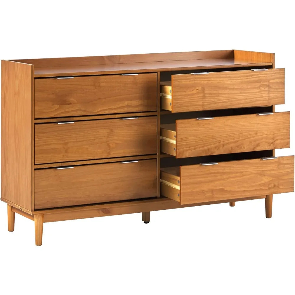 MAISIE Modern Solid Wood 6-Drawer Dresser with Gallery-Top - 53.5'' Wide