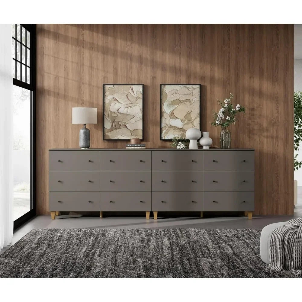 LILA Modern Minimalist 12-Drawer Dresser Chest - 47.2'' Wide Bedroom Storage Organizer