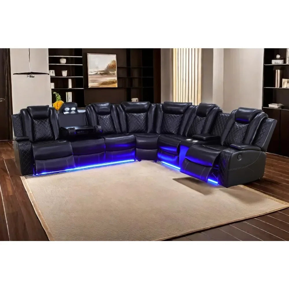 GIANNA Power Recliner Sectional Sofa Set with LED Lights & Storage-37" W