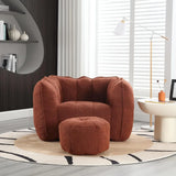 RAEGAN Nuvella Square Chenille Bean Bag Chair with Footstool - 33.5'' Wide, Cozy Lounge Sofa for Adults