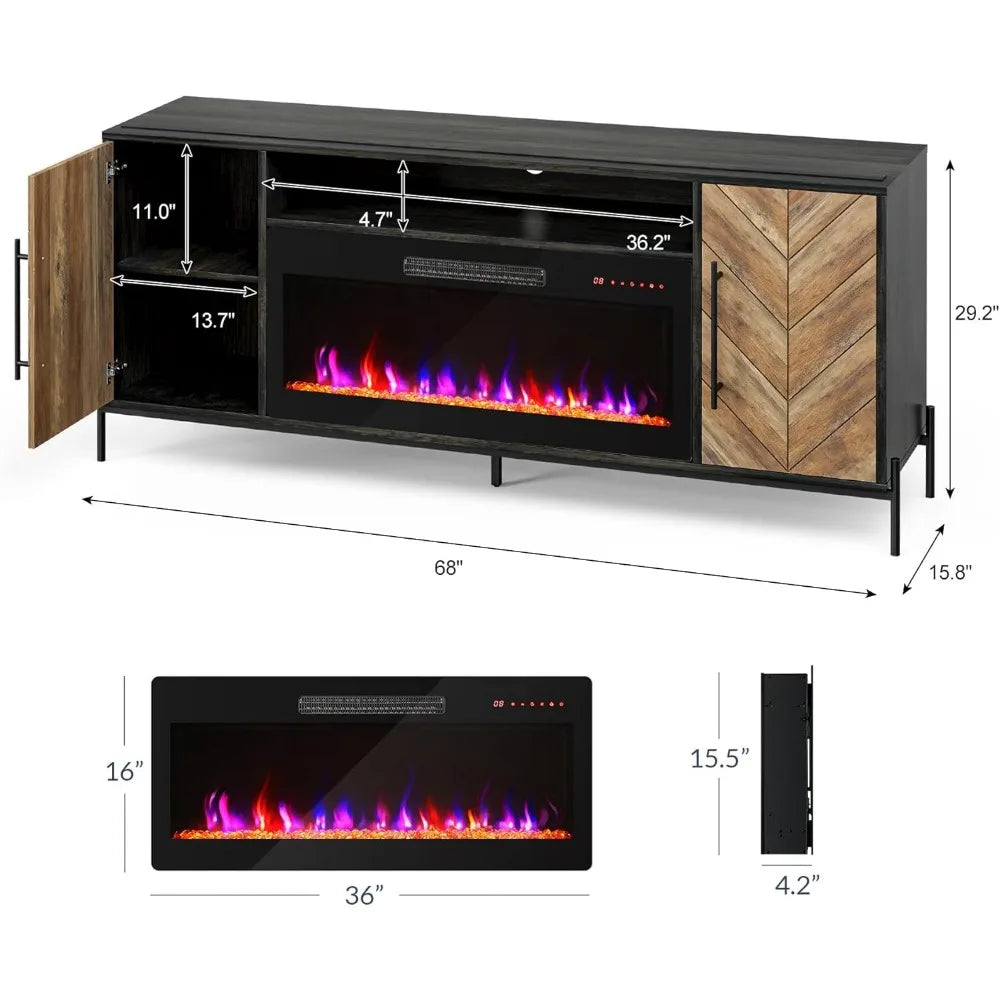LUCY TV Stand – Modern Entertainment Center with Storage – 68" W