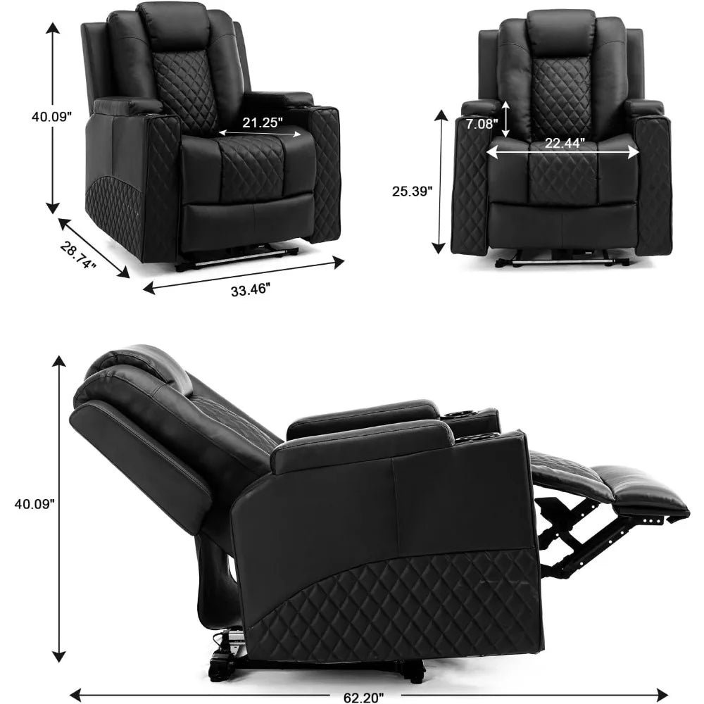 KAYDEN Power Recliner Chair - Electric Massage Recliner Sofa for Living Room - 32.5" W