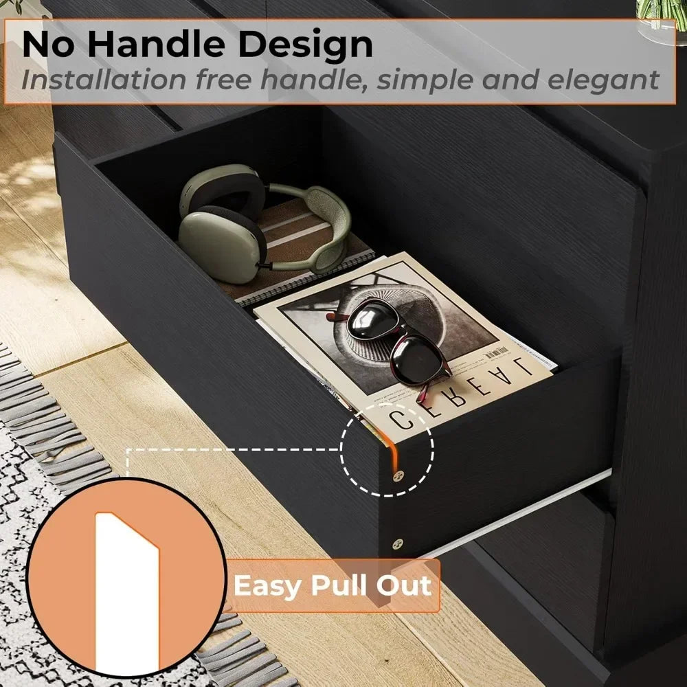 GIA Modern Minimalist 6-Drawer Wooden Dresser – Wide Storage Chest | 51.5'' W