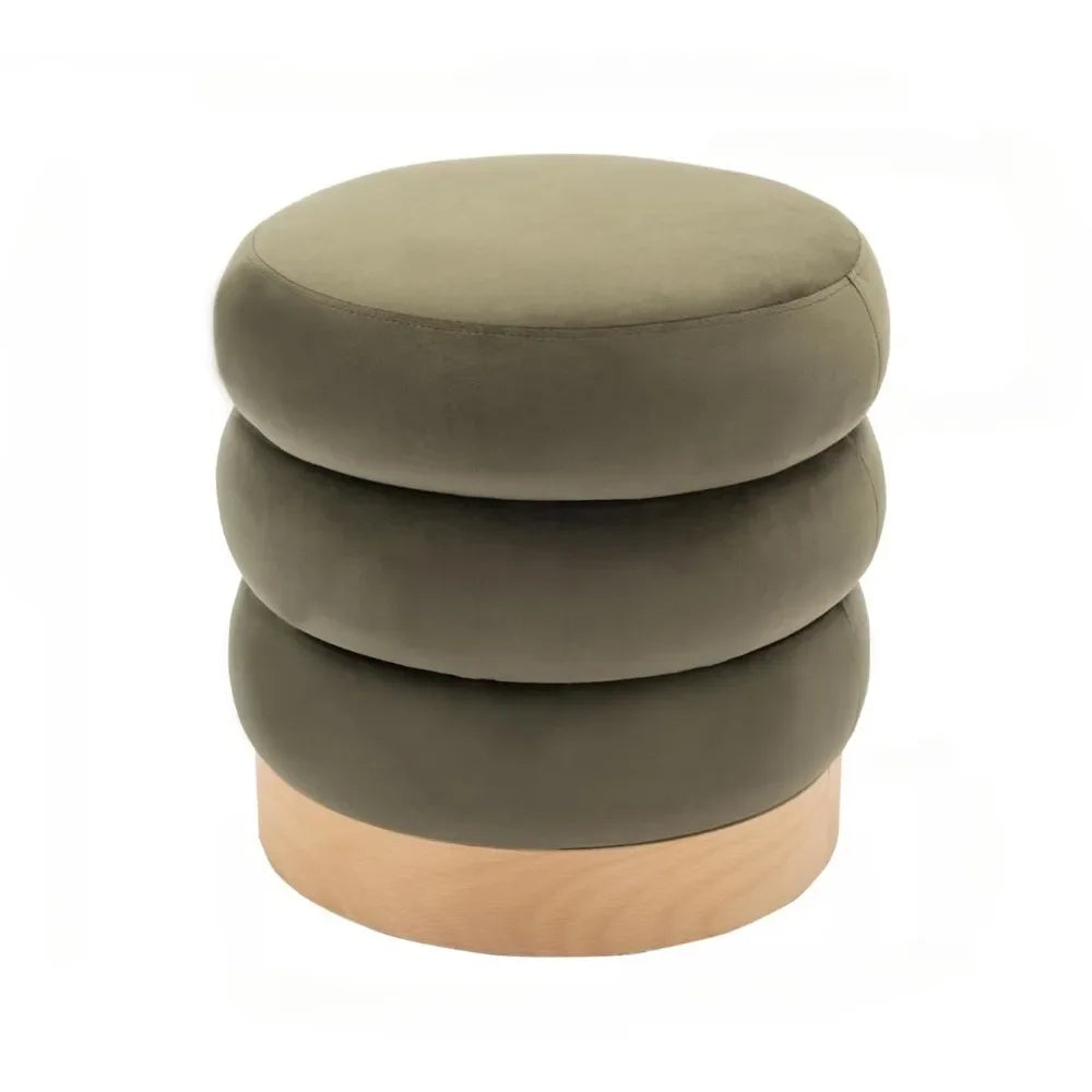 COLTON Velvet Tufted Ottoman - Round Multifunctional Side Table - 18.11" W
