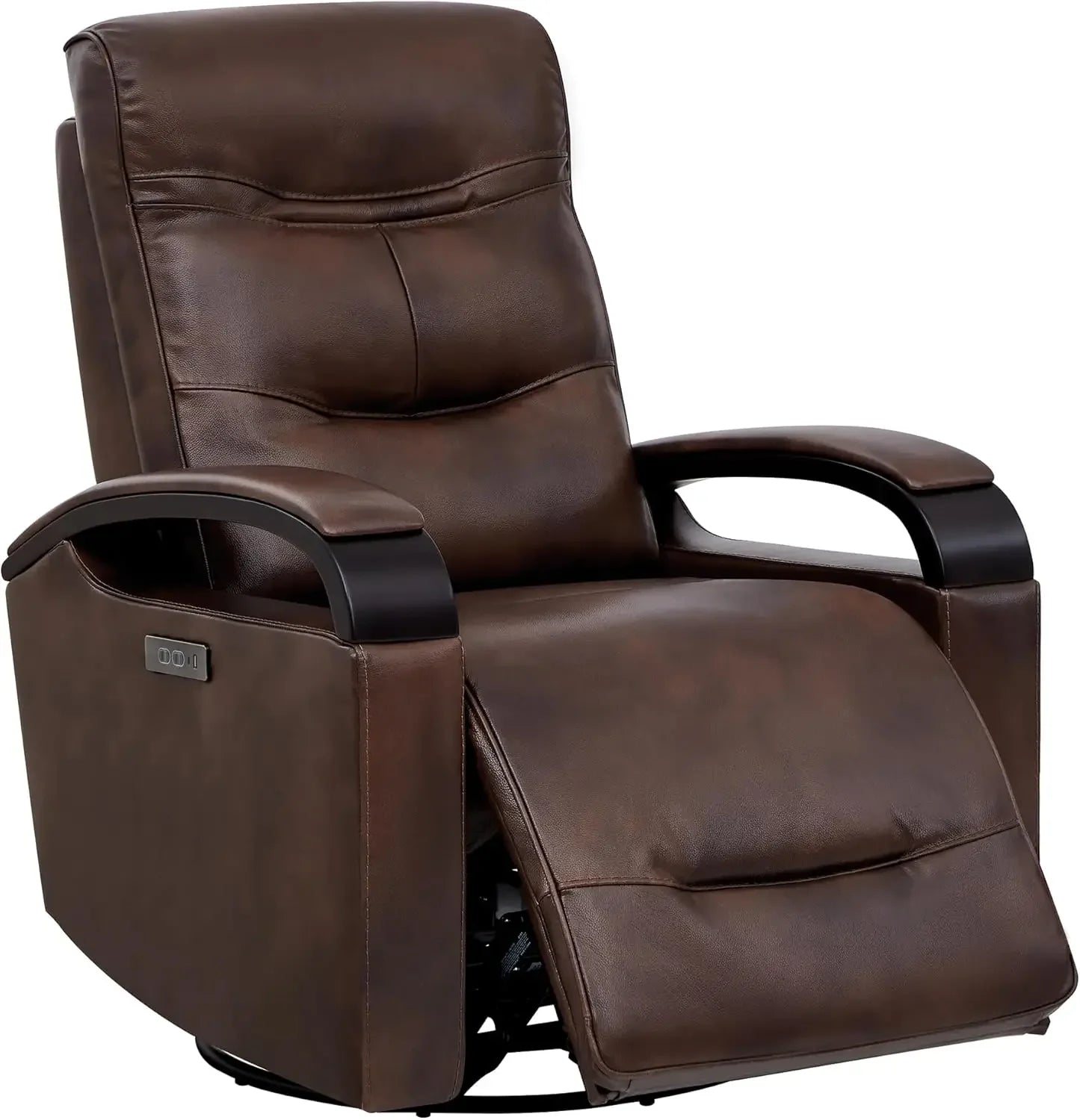 FAITH Genuine Leather Power Swivel Glider Rocker Recliner with USB Ports-31.5" W