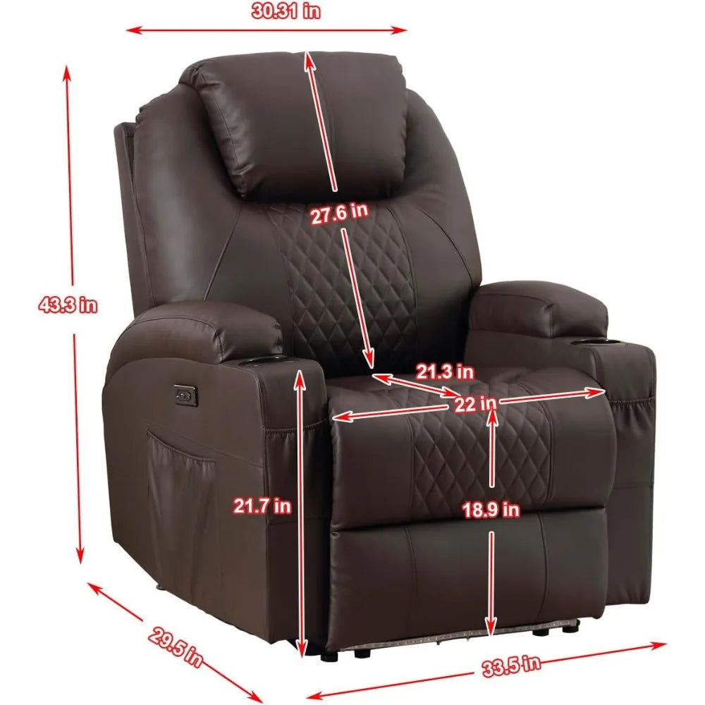 NOLAN Power Recliner Chair - Home Theater Seating - LED Lighting - 33.5" W