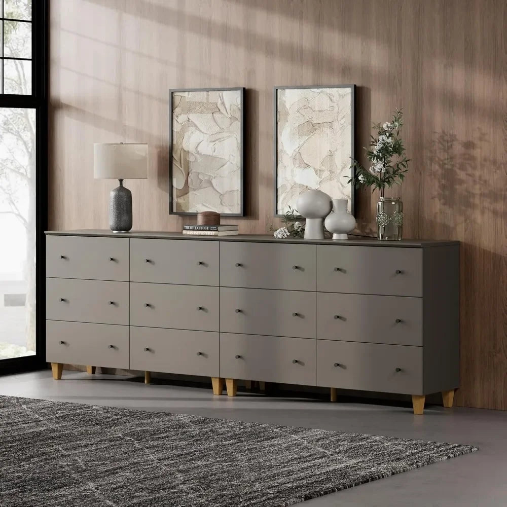 LILA Modern Minimalist 12-Drawer Dresser Chest - 47.2'' Wide Bedroom Storage Organizer