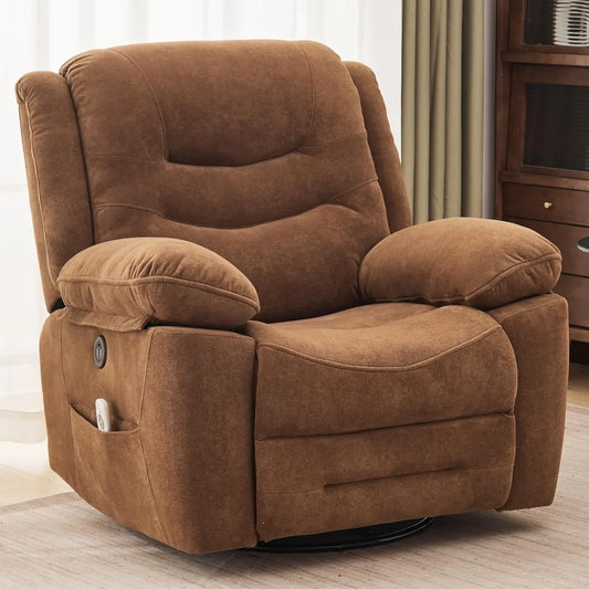 XAVIER Large Power Swivel Rocker Recliner with Massage & Heat, USB Port- 36.2" W