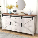 HARMONY Rustic Farmhouse Sliding Barn Door Dresser - 60" Wide Wooden Storage Chest with 4 Drawers