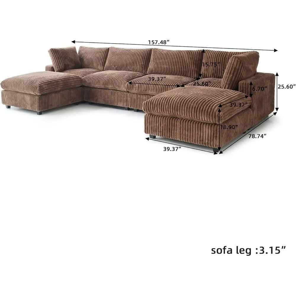 ASHER Modern Convertible U-Shaped Sectional Sofa – 157.48'' W