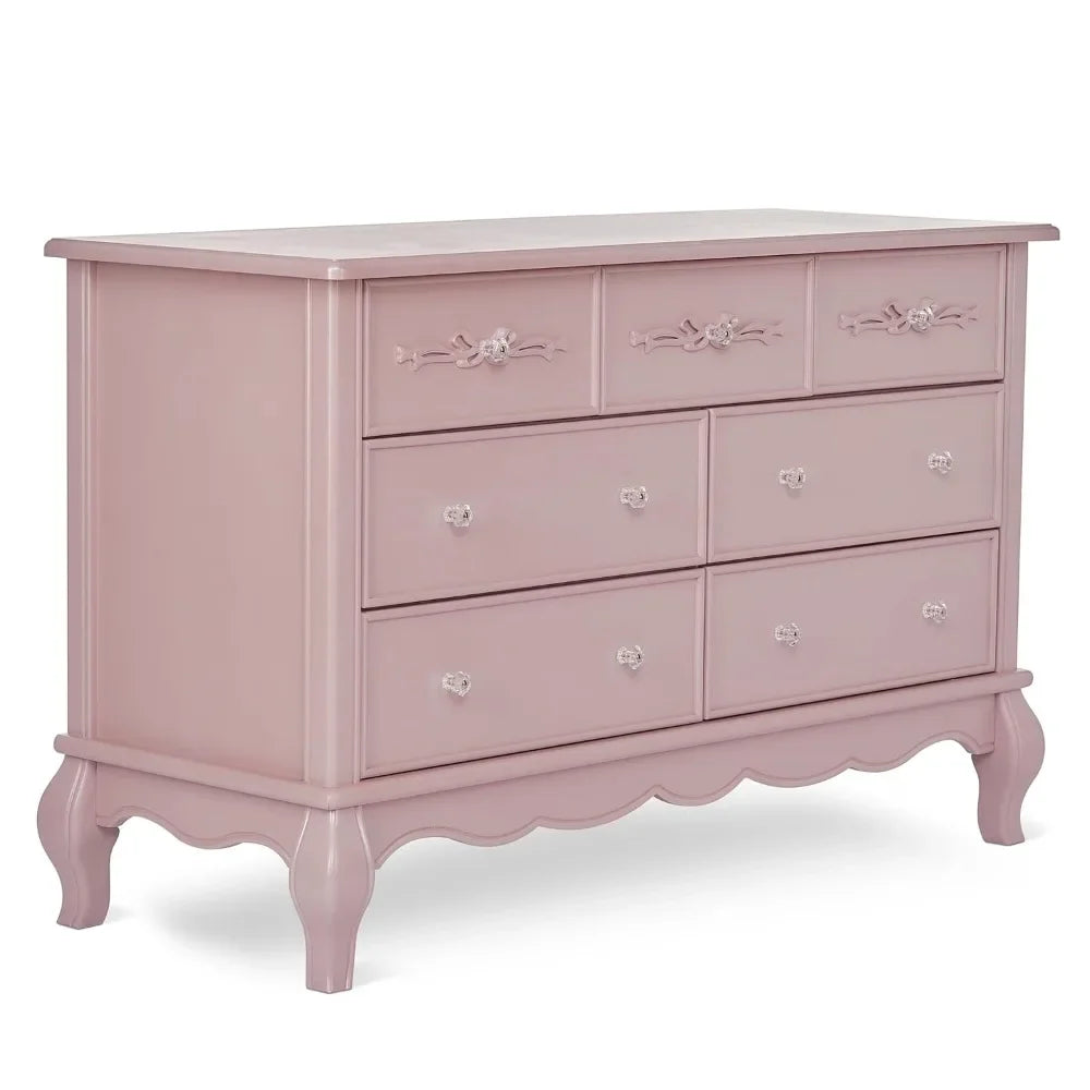KHLOE Vintage Queen Anne 7 Drawer Double Dresser - 54'' Wide Bedroom Storage Cabinet