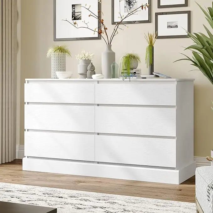 HAVEN Modern Minimalist 6 Drawer Dresser - 51.6" Wide Double Chest for Bedroom & Living Room