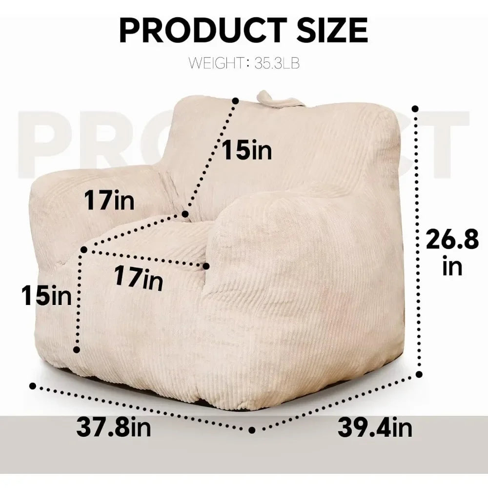 ZARIAH Modern Bean Bag Armchair – Soft Lounge Sofa Chair 32.5'' Wide