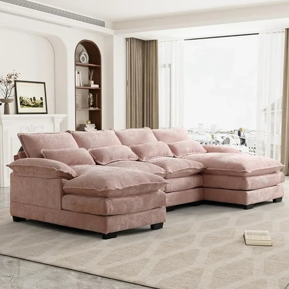 TRISTAN Modern Cloud Style Chenille U-Shaped Sectional Sofa - 110.63"W
