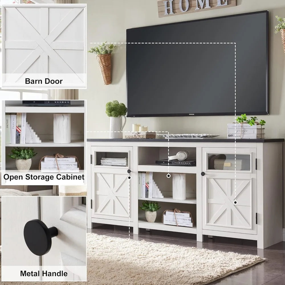 MADELYN Rustic Modern TV Stand with Barn Doors - 66"W