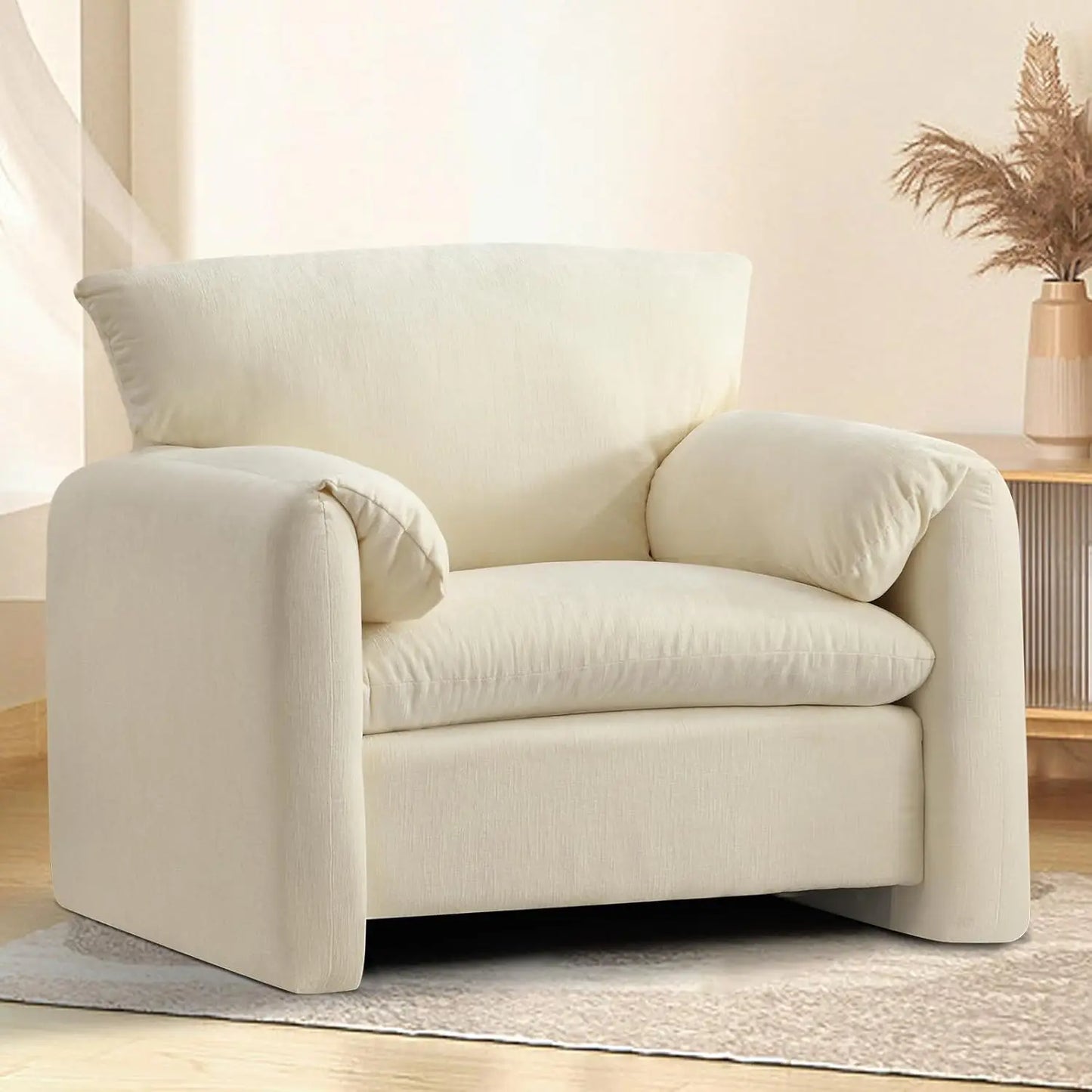ANDREA Chenille Oversized Armchair – Mid-Century Modern Lounge Chair - 38.6" Width
