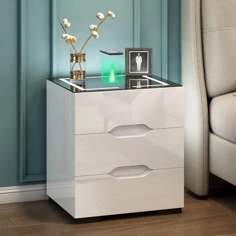 KALANI Modern Smart Nightstand with LED Lights & Wireless Charging - 19"