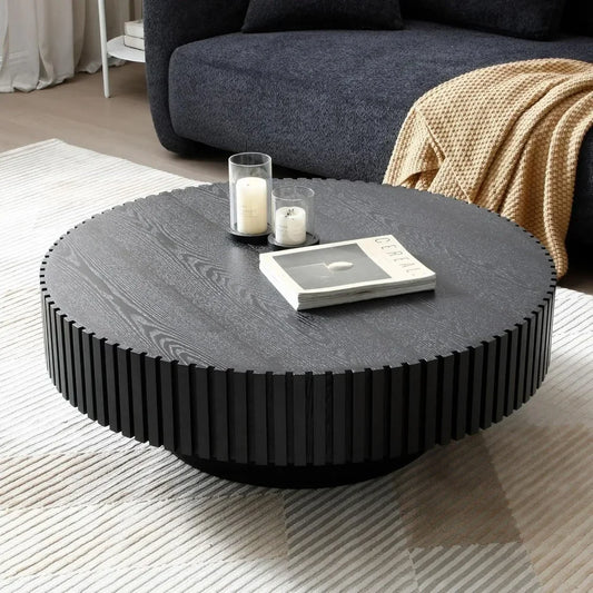 BRODY Minimalist Luxe Round Drum Coffee Table – 31.49" W
