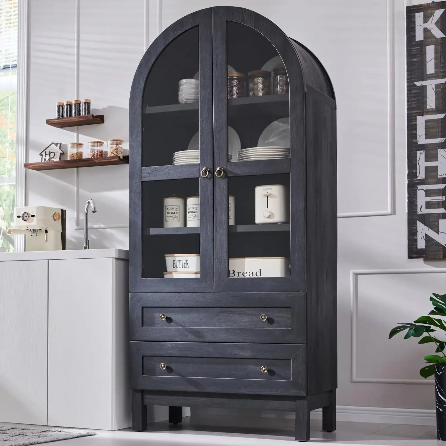 AVA Arched Kitchen Pantry, Modern Farmhouse Storage Cabinet - 31" W