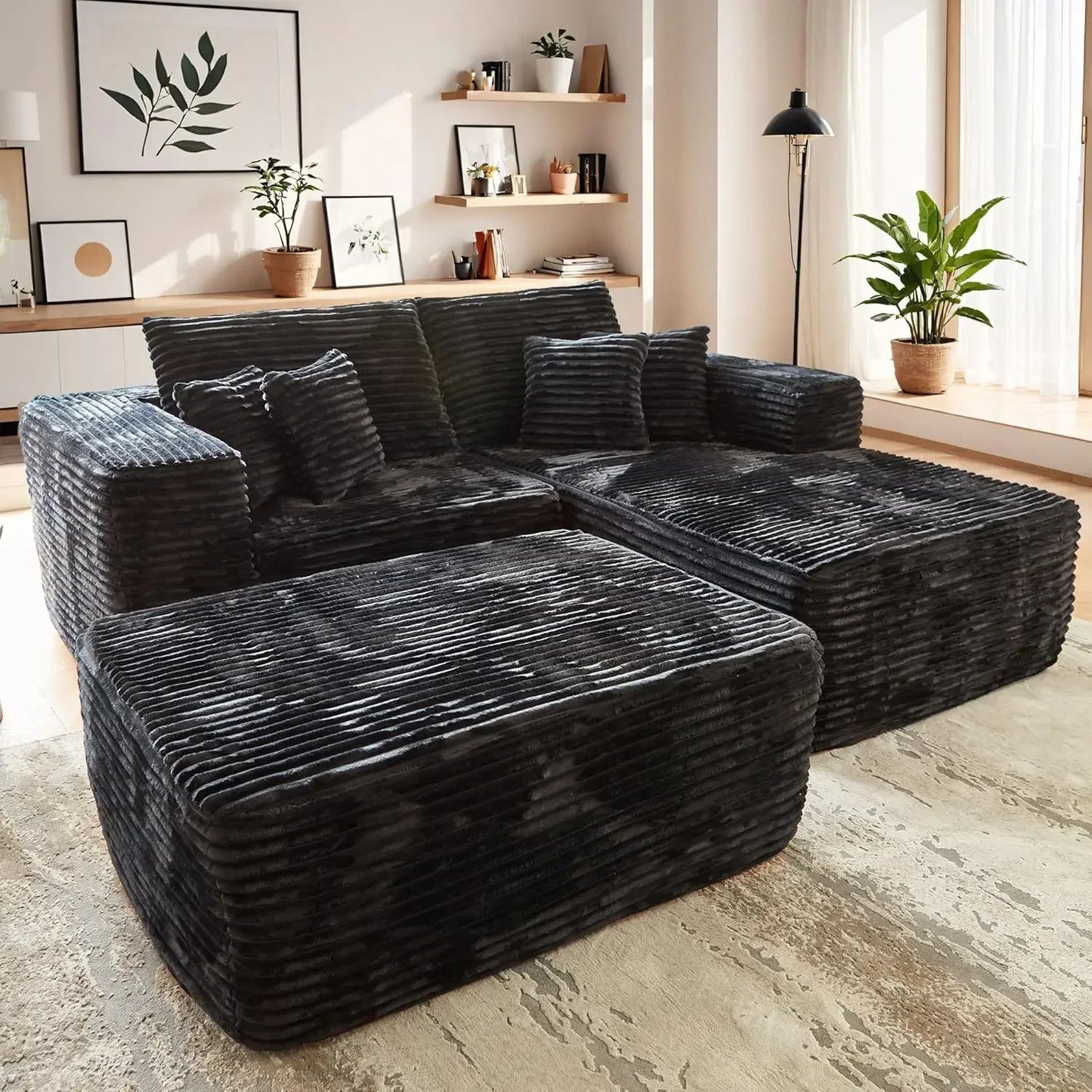 RYLAN Modern Cloud Corduroy Sofa Bed – Deep Seat Plush Sectional Couch | 80"W