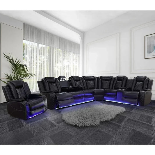 SKYLAR Power Recliner Sofa Sectional with LED Light – 76.5" W