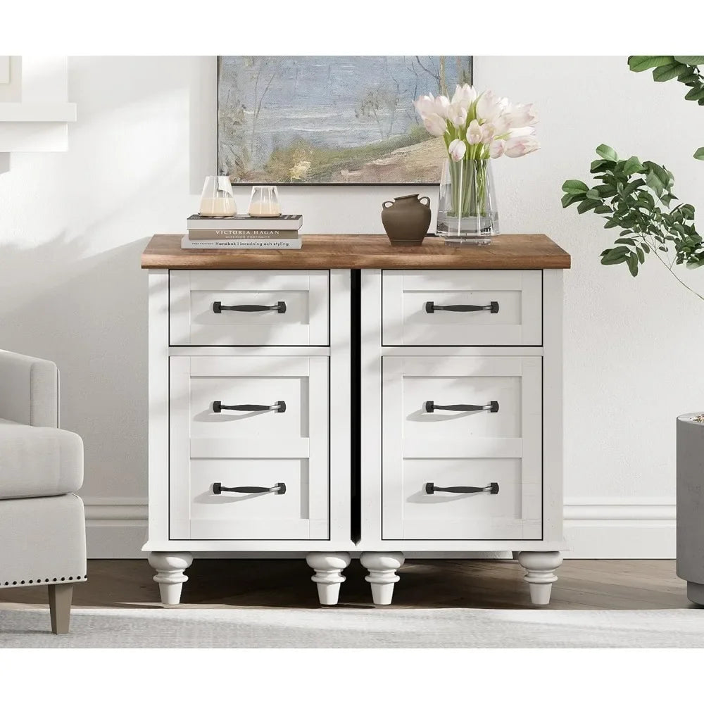 LILLIANA Wood Nightstand with Charging Station and Storage Cabinet – 14.9” Wide
