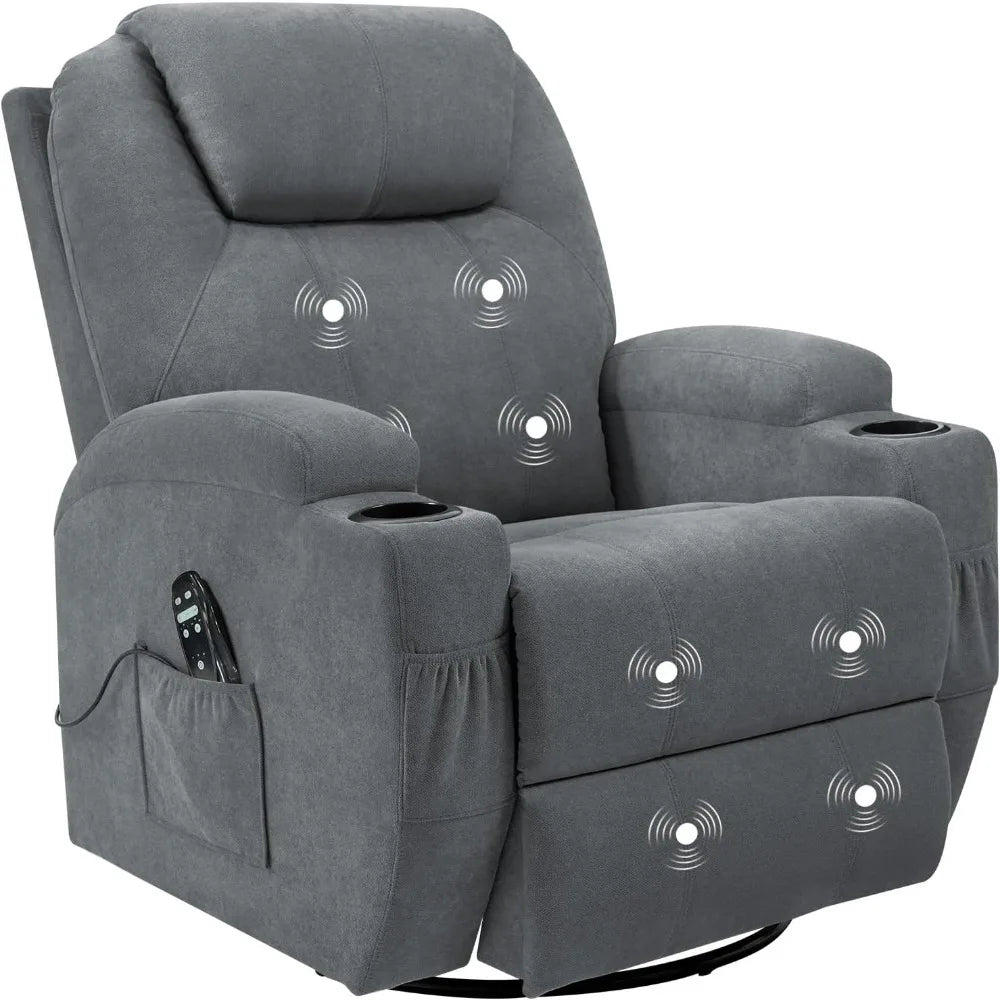 AUBREE Rocking Chair with Massage & Swivel - Ergonomic Lounge Sofa - 32" W