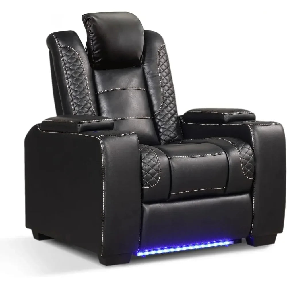 JOCELYN PU Reclining Sofa with Powered Headrest – 40" W