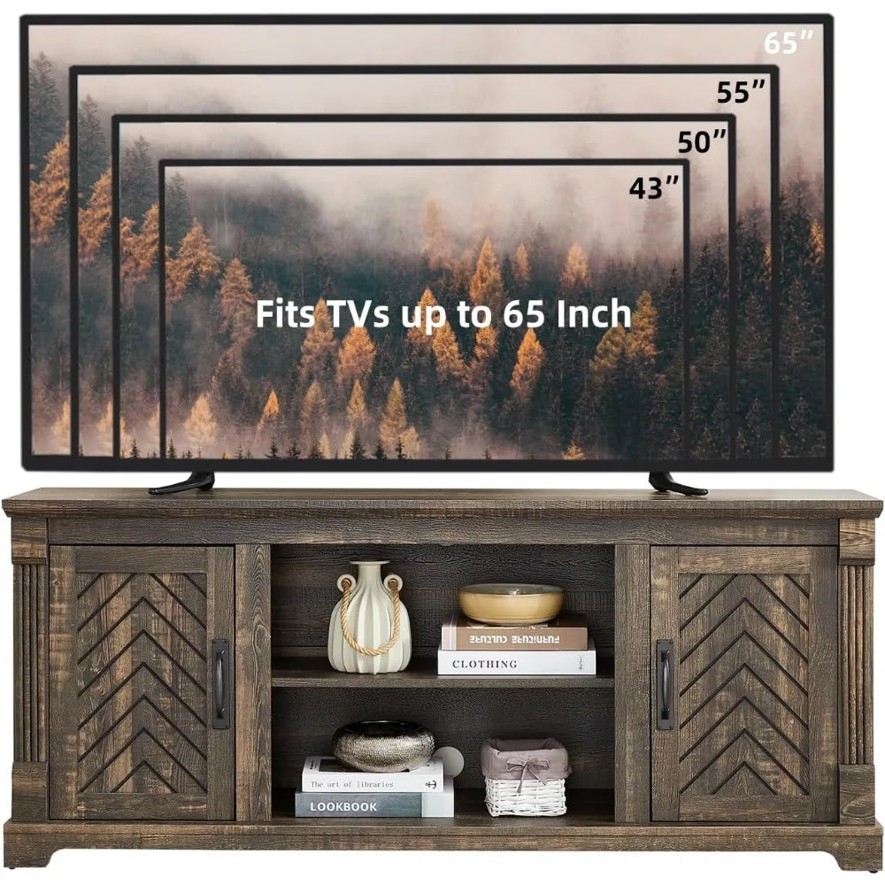 JOSE Farmhouse TV Stand with Barn Doors - 58" W
