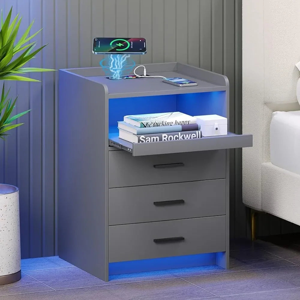 TRINITY Smart Nightstand with RGB Lights & Wireless Charging