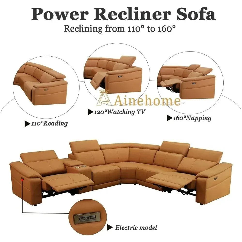 NORAH Modern Reclining Sectional Sofa with Console Storage – Sectional Couch – 225.5" W