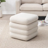 ELLIE Sherpa Upholstered Footstool with Storage - 18.9" W