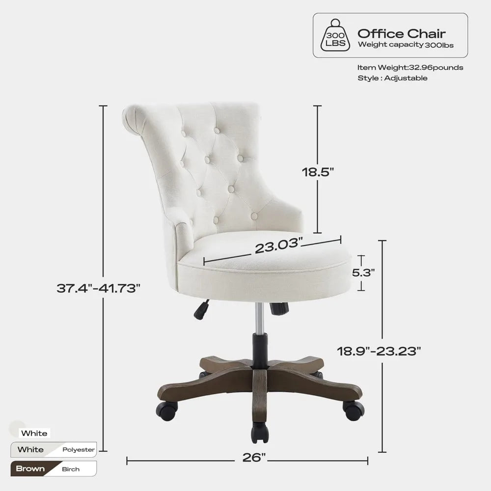 UNITED Adjustable Height Swivel Office Chair with Wooden Legs - 23.03" W