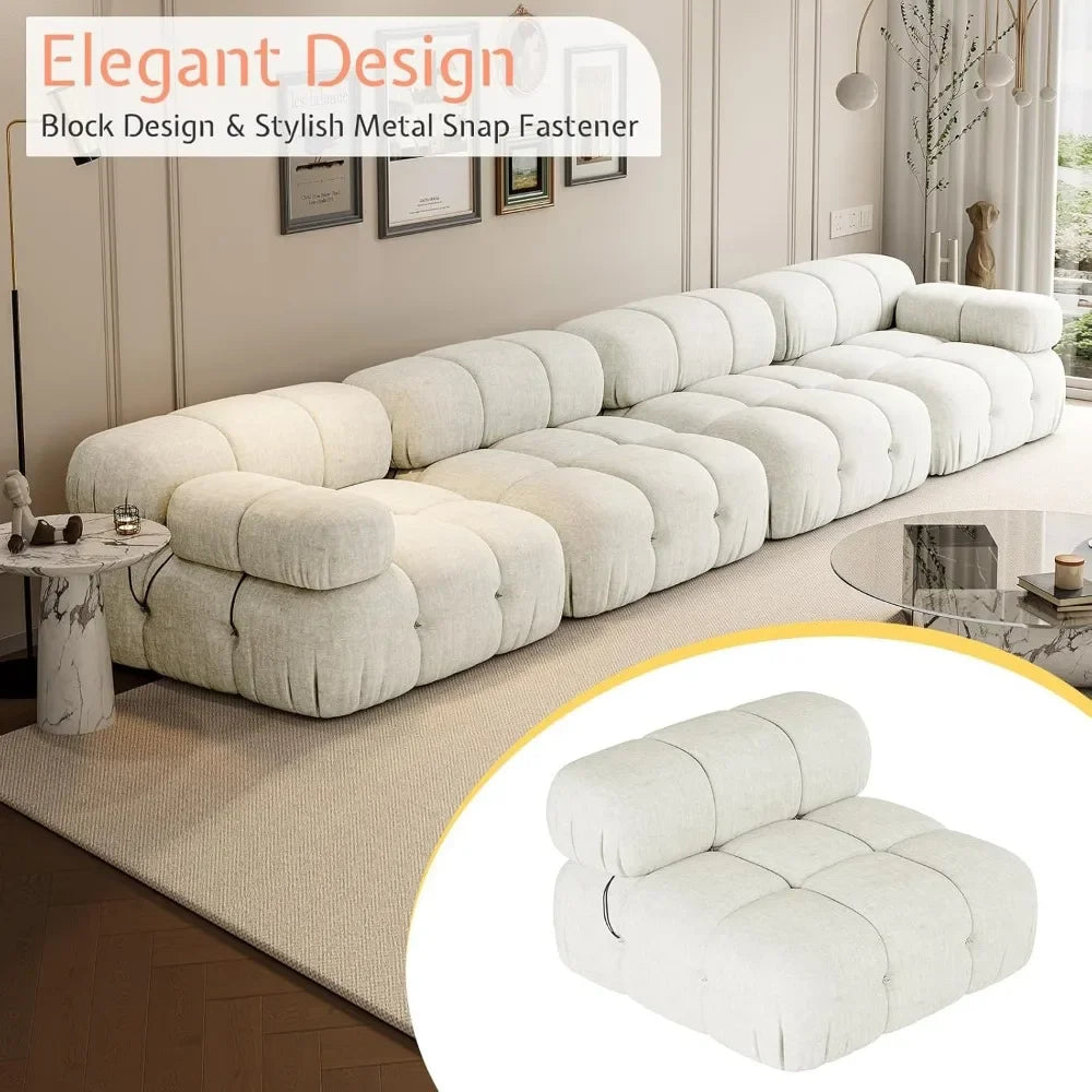GABRIELA Minimalist Modern L-Shaped Modular Cloud Sofa Bed – Boucle Sectional Couch – 109.9" W