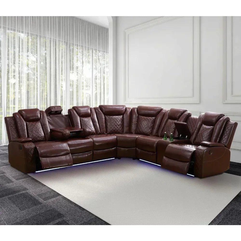 SKYLAR Power Recliner Sofa Sectional with LED Light – 76.5" W