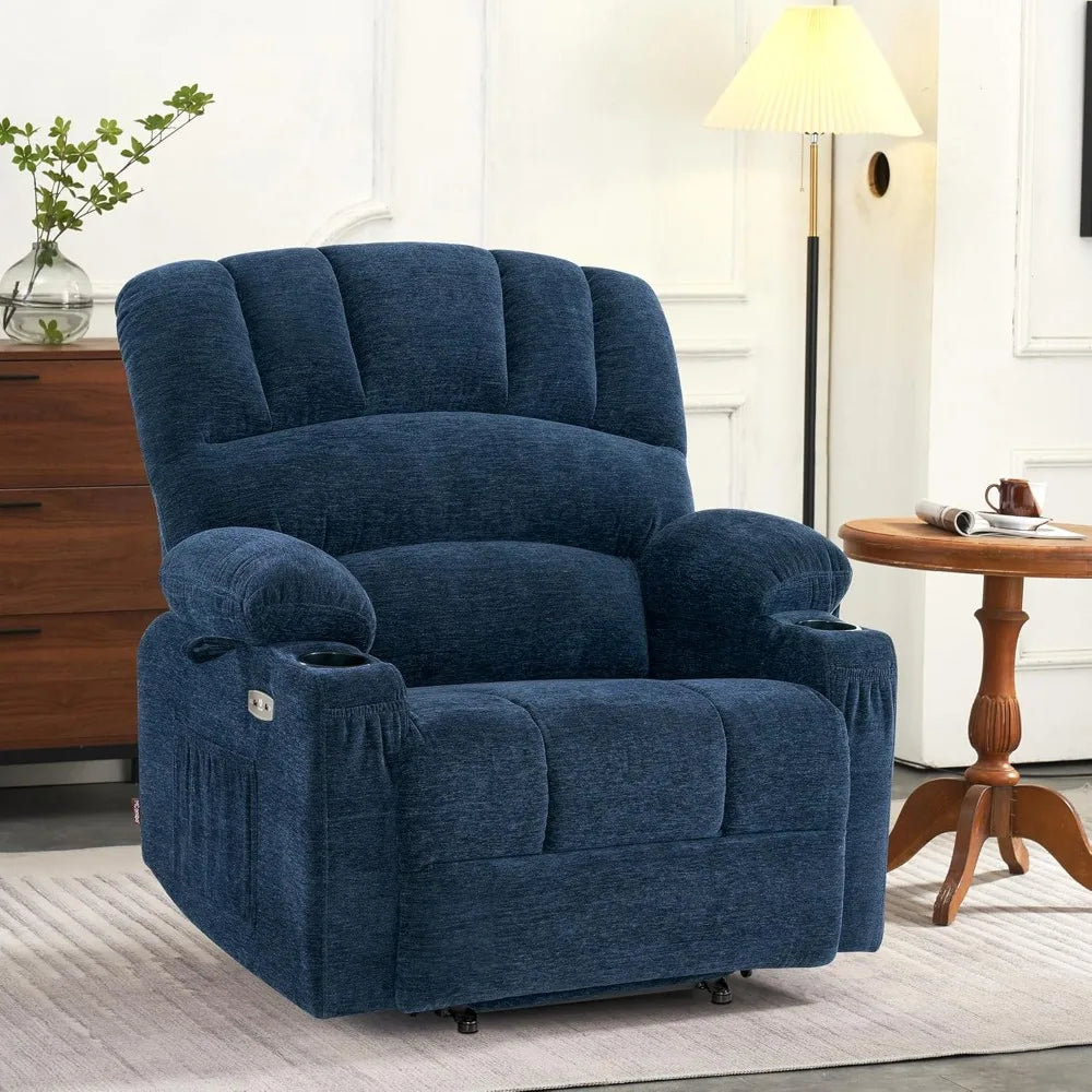 MELANIE Large Power Lift Recliner Chair Sofa with Massage and Heat for Big – 41.7" W