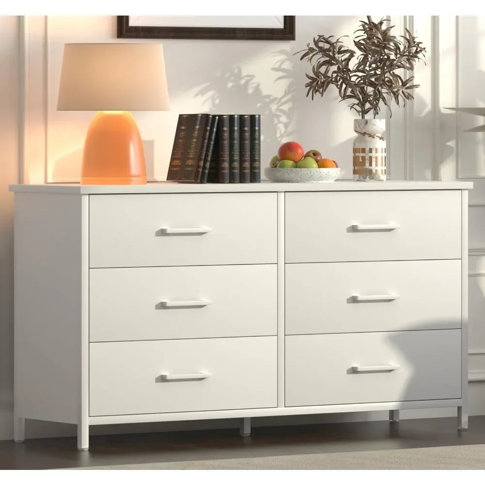 ARIEL Modern Minimalist 6-Drawer Dresser – Wide Storage Chest – 47.2''