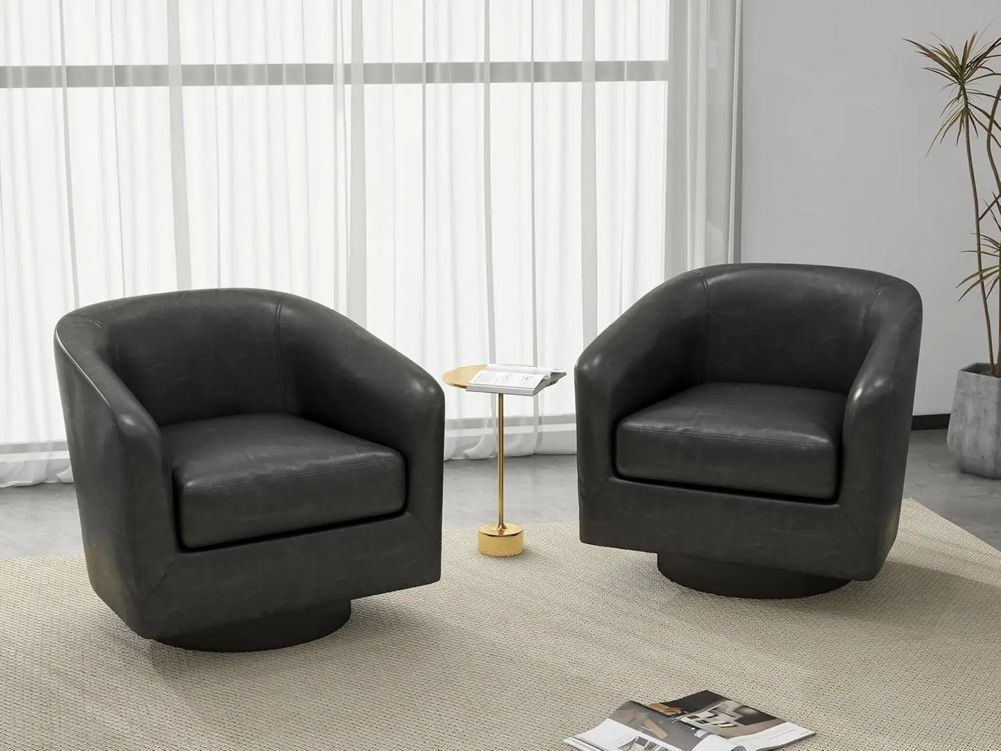 VINCENT Swivel Barrel Accent Chairs Set of 2 – Modern Armchair - 28.79" W