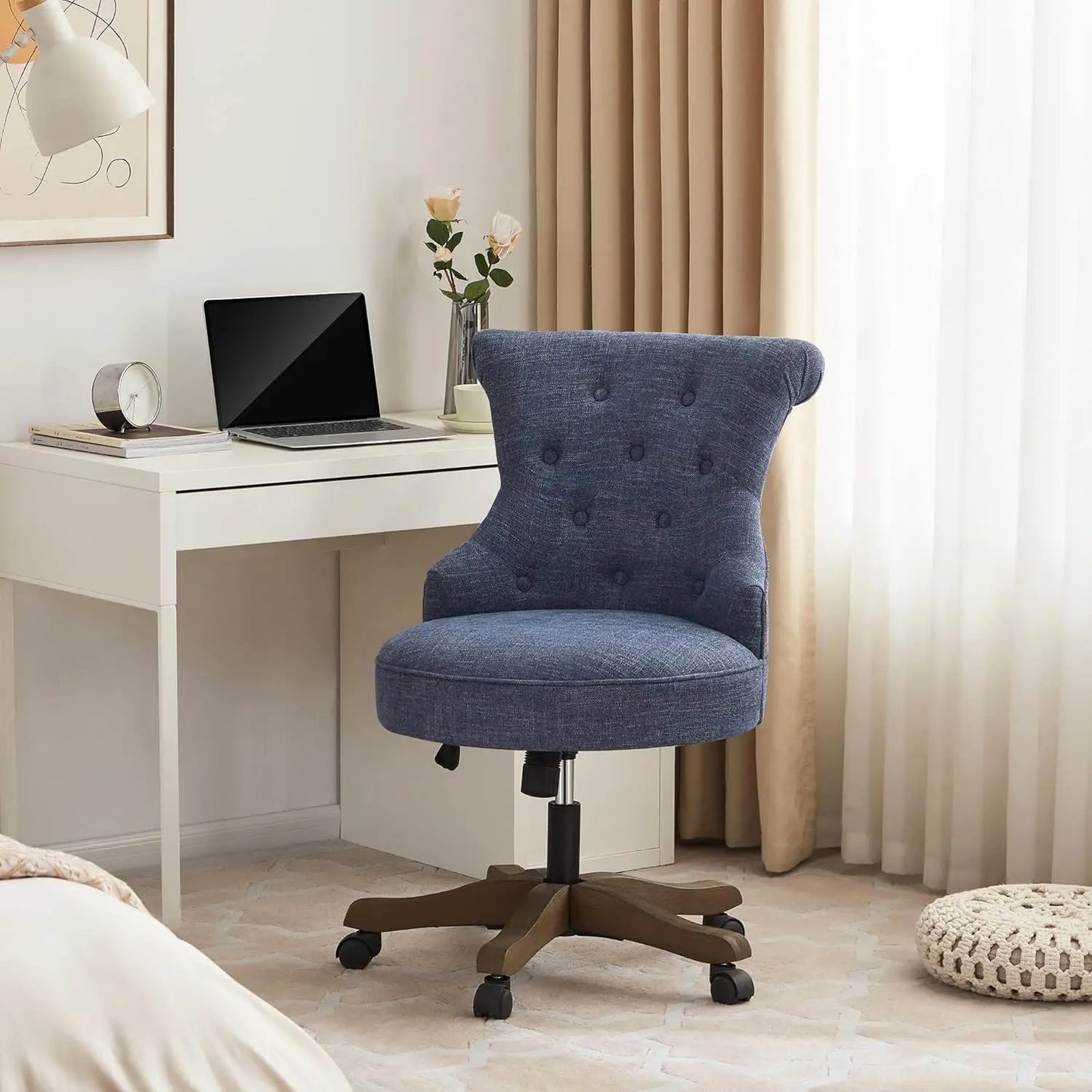 UNITED Adjustable Height Swivel Office Chair with Wooden Legs - 23.03" W