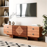 BRANDON Mid Century Modern TV Stand with 4 Drawers - 66"