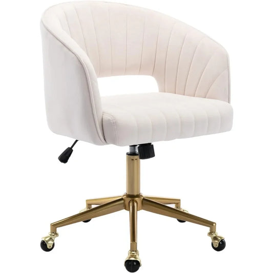 VENEZUELA Home Office Chair - Velvet Swivel Accent Desk Chair with Gold Base - 23.6" W