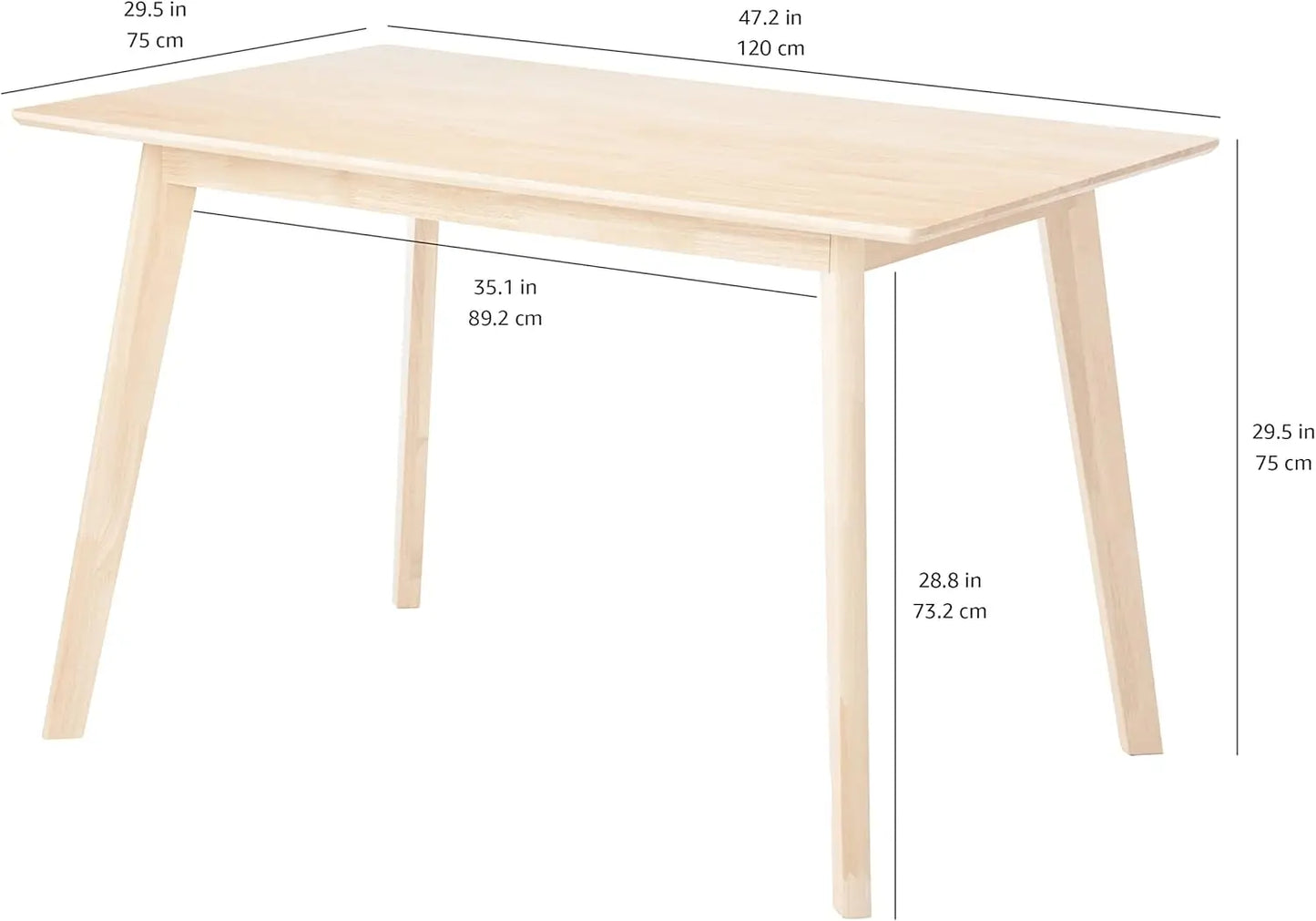 EMILY Mid-Century Modern Solid Wood Dining Table – 47.2"W