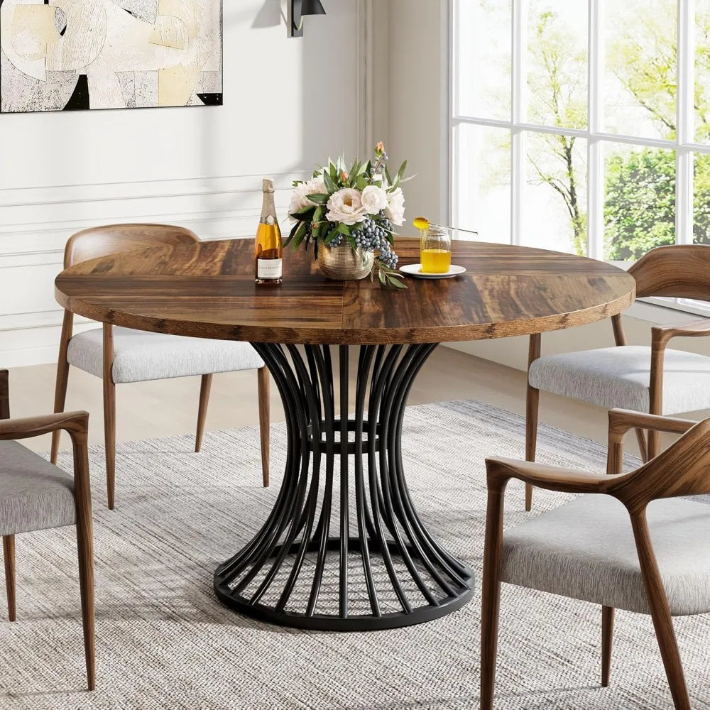 OLIVER Round Farmhouse Dining Table Vintal Industrial Style 47 - W