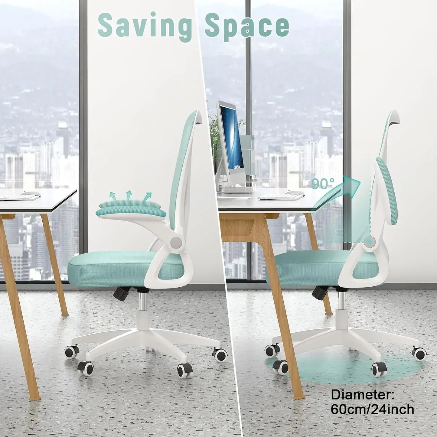 DJIBOUTI Ergonomic Office Chair with Adjustable Height Lumbar Support - 24" W