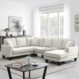 BAILEY Modern Minimalist U-Shaped Fabric Sectional Sofa – Living Room Couch, 112"W