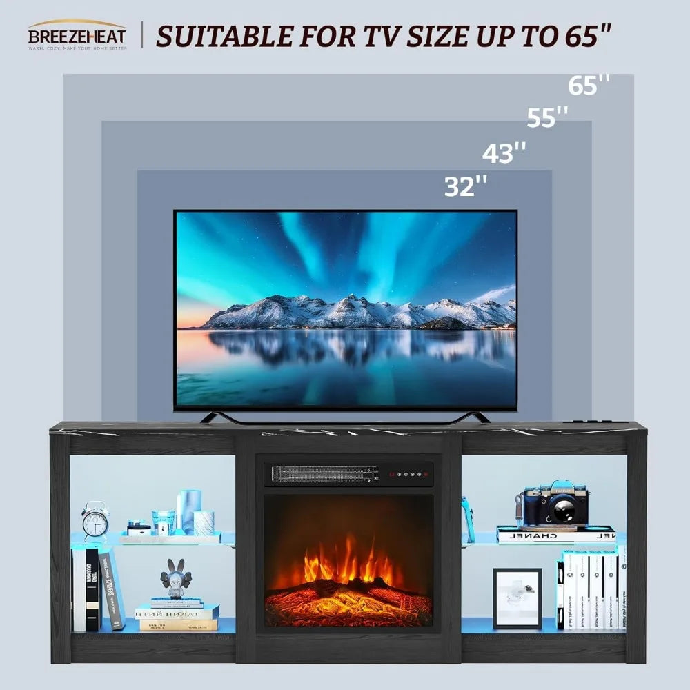 KATHERINE Fireplace TV Stand with LED Entertainment Center 58"W